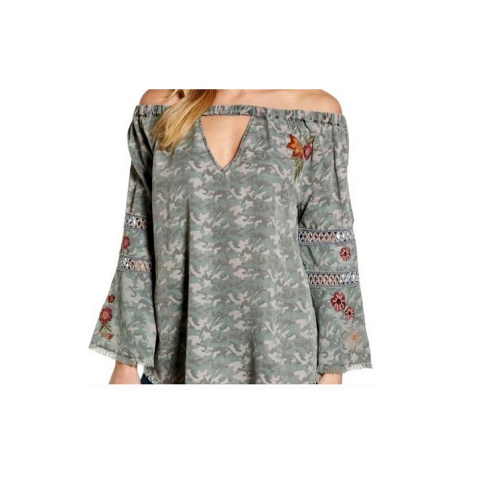 Camo OTS Embroidered Blouse